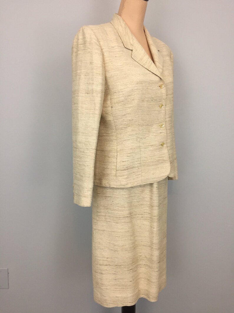 Vintage 70s Tweed Skirt Suit Linen Medium Suit Dress Classic - Etsy