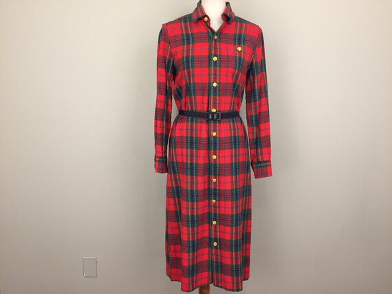 red and green plaid women's dress