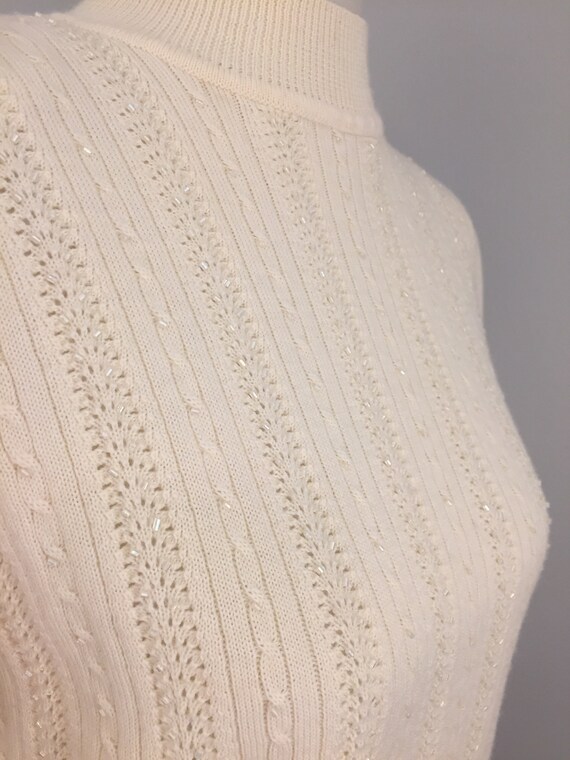 Sparkly Sweater Top Beaded Wool Blend 
