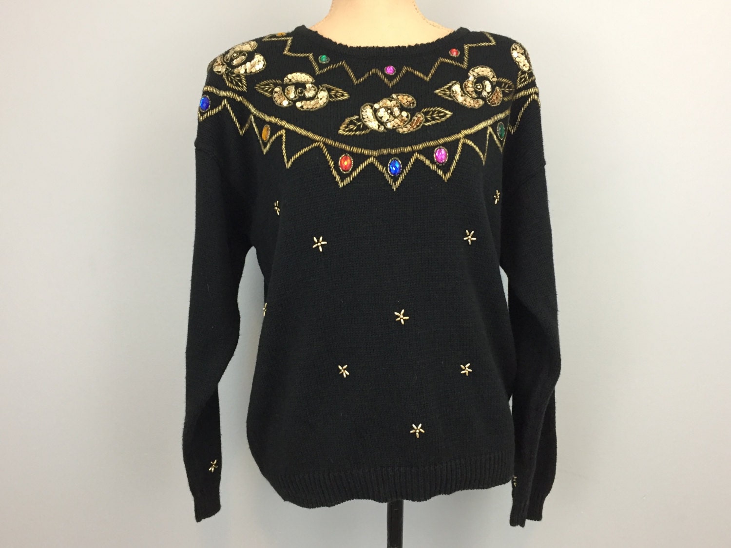 sequin black sweater