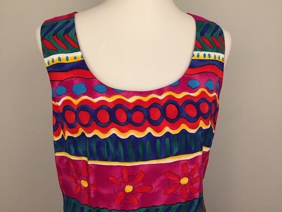 Vintage 90s Y2K Colorful Sundress Tank Dress Abov… - image 2