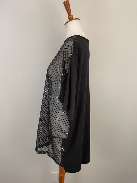 90s Black Sheer Sequin Top Swim Cover Up Beach Co… - image 7