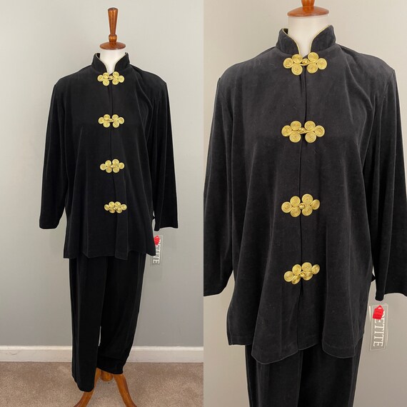 Ruth Norman Black Gold Pantsuit Vintage Deadstock… - image 1