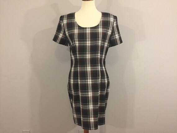black and white plaid dress