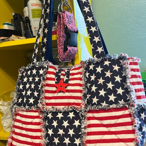 American flag rag quilt purse