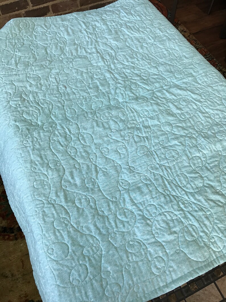 Quilted throw. Aqua teal white patchwork quilt. Infant baby Etsy