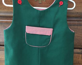 Christmas romper.  Toddler boy.  Baby boy.  Overall romper longall.  Size 12 18 and 24 months. Kids clothes.