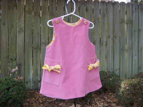 Infant dress, toddler dress. girls dress, girls jumper. Corduroy a-lined dress. Size 1, 2 and 3. Ready to ship.