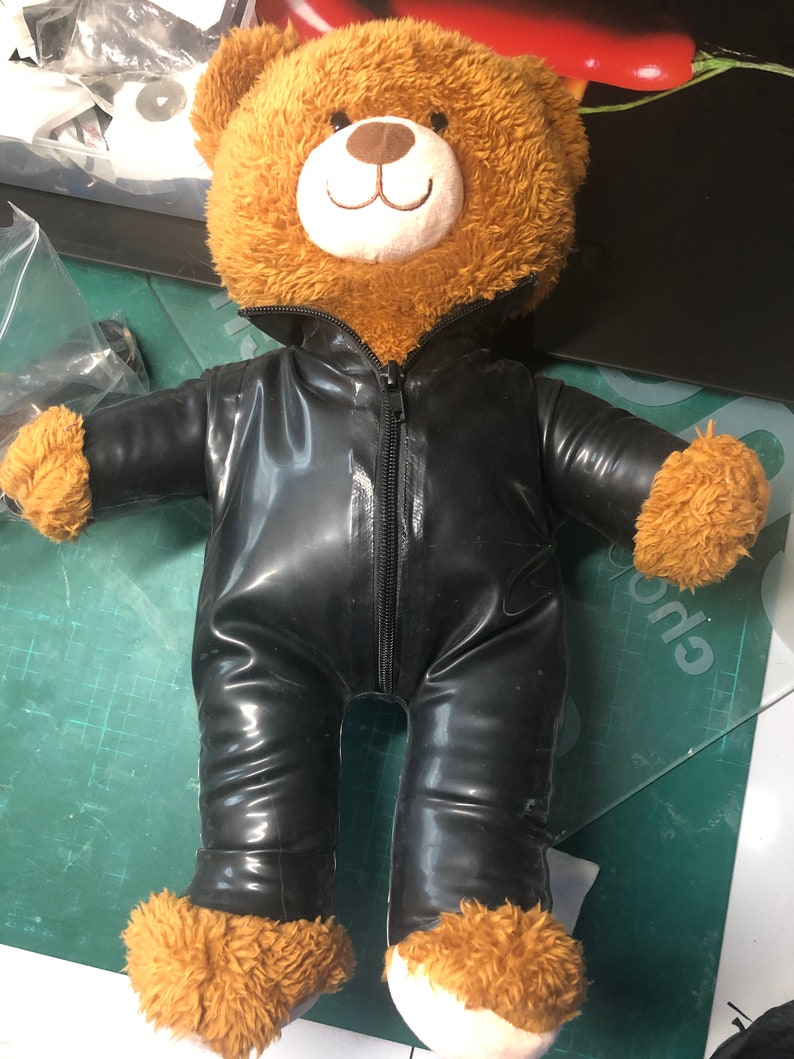 Latex Rubber Catsuit Handmade for Teddy Bear plus accessories. Fits a Build-a-bear Factory Teddies 15 inches size Bear not included image 5