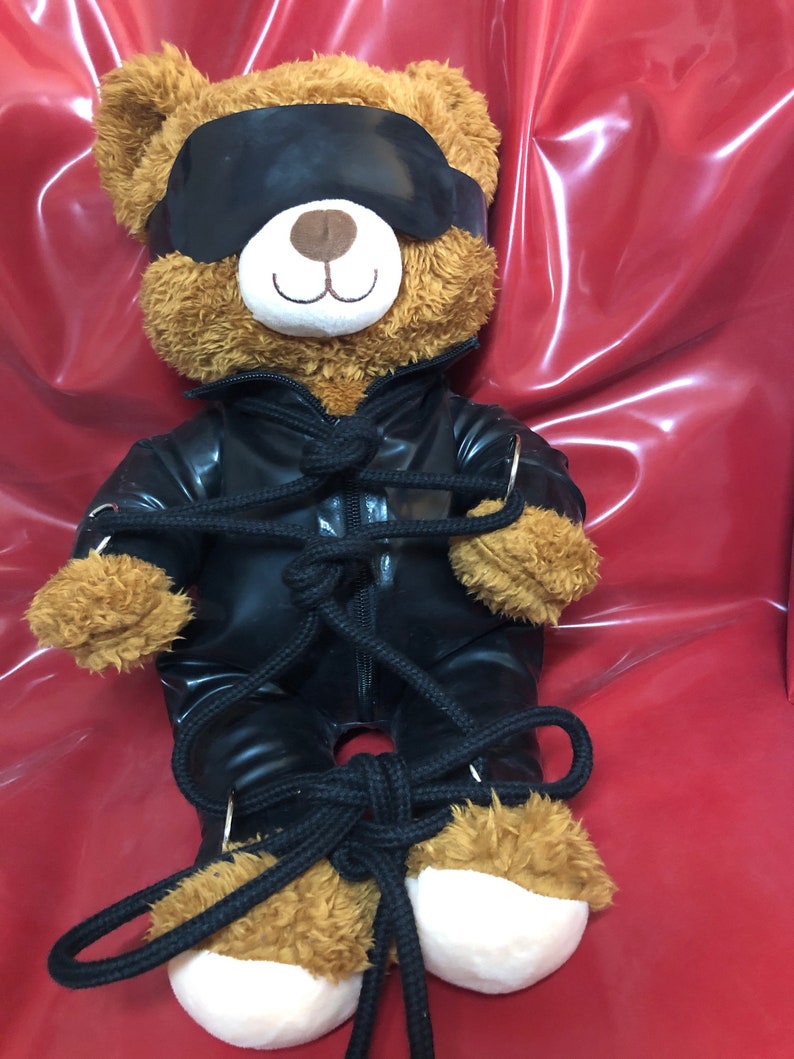 Latex Rubber Catsuit Handmade for Teddy Bear plus accessories. Fits a Build-a-bear Factory Teddies 15 inches size Bear not included image 8