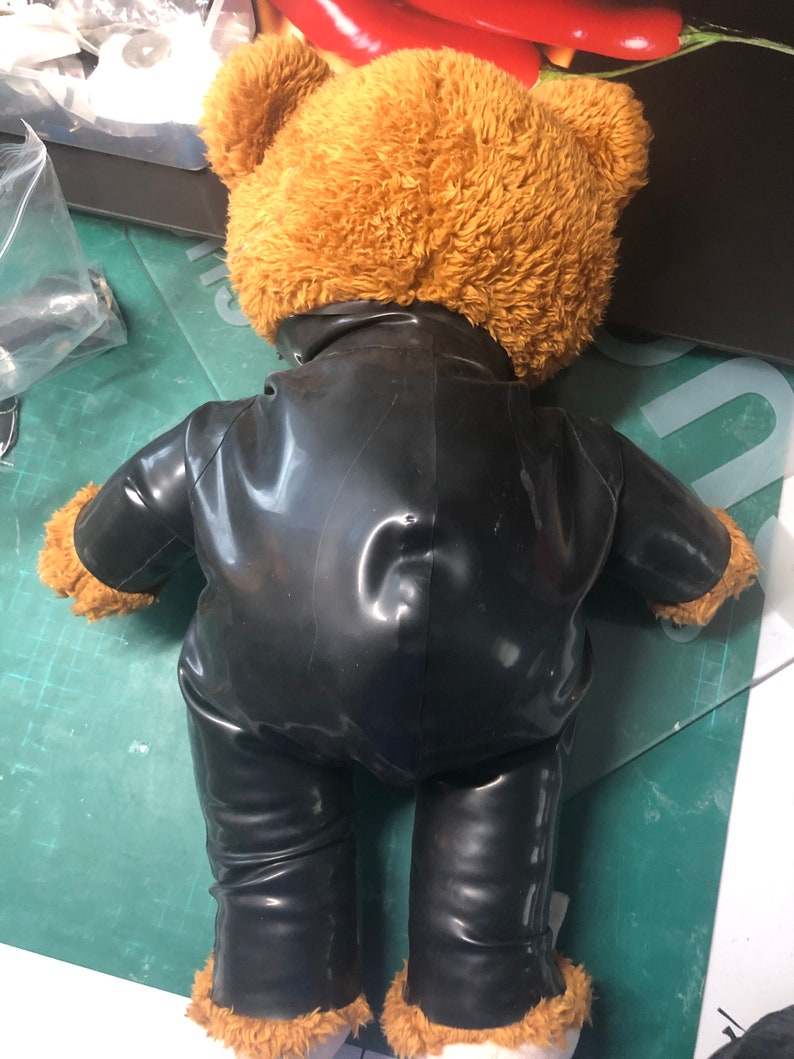 Latex Rubber Catsuit Handmade for Teddy Bear plus accessories. Fits a Build-a-bear Factory Teddies 15 inches size Bear not included image 6