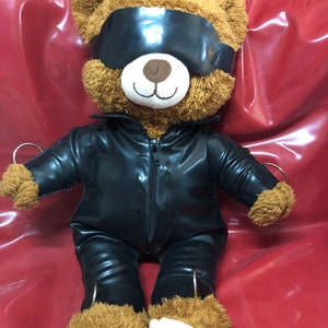 Latex Rubber Catsuit Handmade for Teddy Bear plus accessories. Fits a Build-a-bear Factory Teddies 15 inches size Bear not included image 7