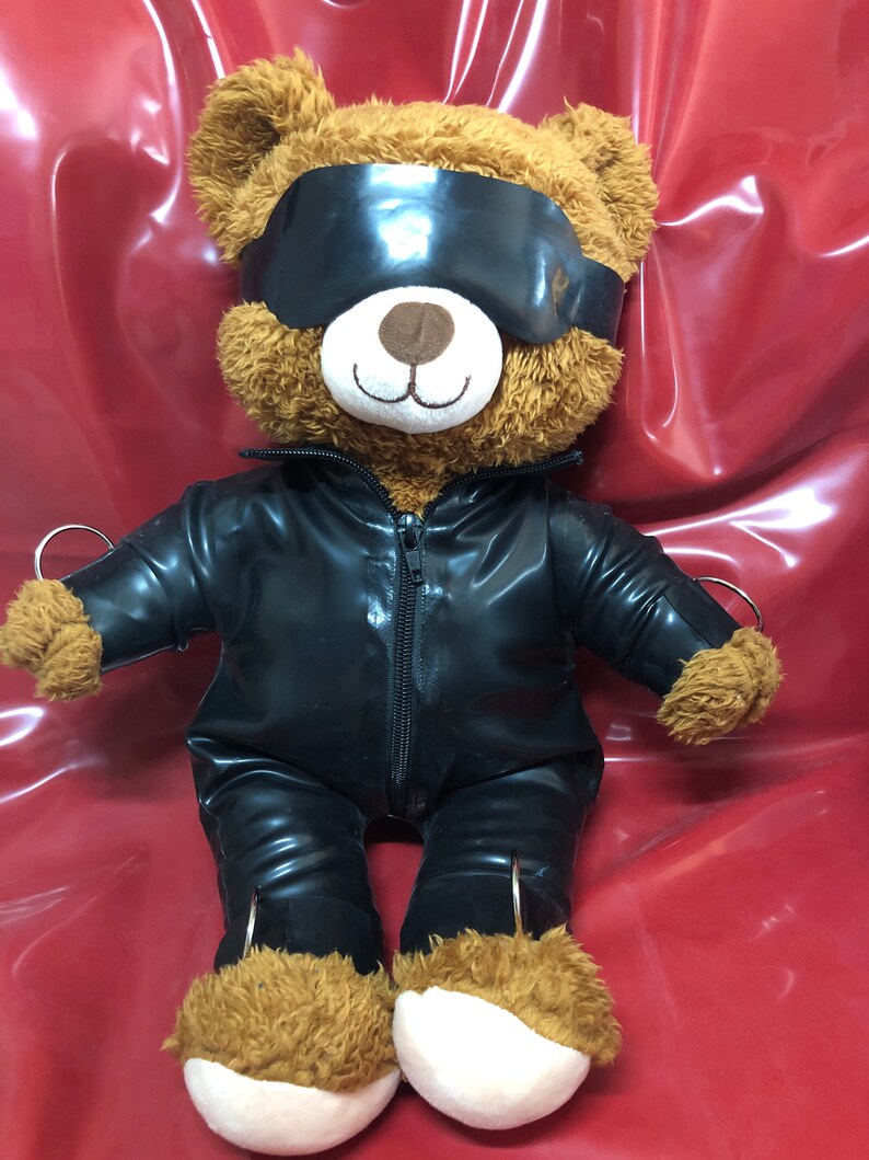 Latex Rubber Catsuit Handmade for Teddy Bear plus accessories. Fits a Build-a-bear Factory Teddies 15 inches size Bear not included image 7