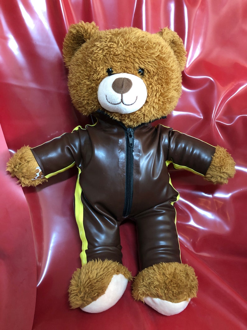 Latex Rubber Catsuit Handmade for Teddy Bear plus accessories. Fits a Build-a-bear Factory Teddies 15 inches size Bear not included image 4