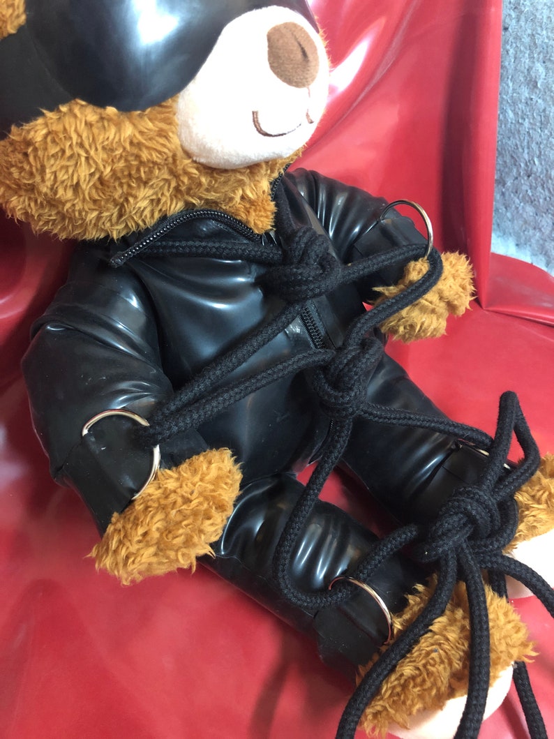 Latex Rubber Catsuit Handmade for Teddy Bear plus accessories. Fits a Build-a-bear Factory Teddies 15 inches size Bear not included image 9