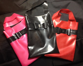 Latex Rubber Mini & Large Tote Bag with Latex Bow - Mini - 7" x 9" size and Large 14" x 17" any colour latex sheet .40mm