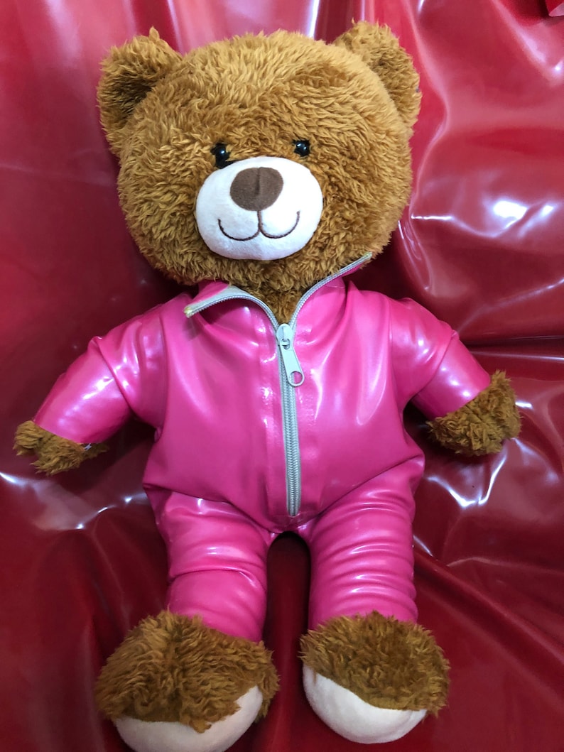 Latex Rubber Catsuit Handmade for Teddy Bear plus accessories. Fits a Build-a-bear Factory Teddies 15 inches size Bear not included image 1