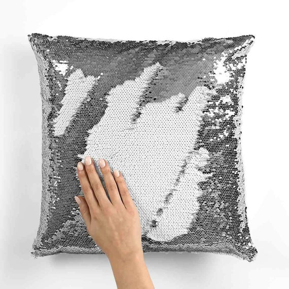 initial sequin pillow