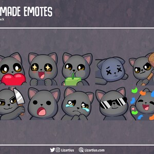 BLACK CAT BUNDLE | 10 premade emotes | Twitch emotes & Discord Emotes | Emote bundle