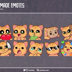 ORANGE KATZENBÜNDEL | 10 vorgefertigte Emotes | Twitch-Emotes und Discord-Emotes | Emote-Paket