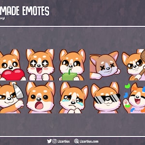 CORGI DOG | 10 pre-made emotes | Twitch emotes & Discord Emotes | Emote bundle