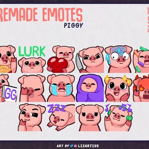 Emotes prefabricados de Piggy Pig - para Twitch - Youtube - Discord