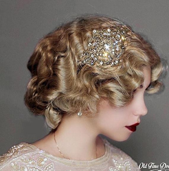 1920s Flapper Headband Rhinestone Gold Gatsby Vintage Wedding Accessories Amazon.com: BABEYOND 1920s Flapper Headband Crystal Great  main image 2