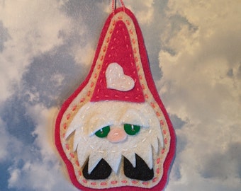 Valentine Gnome Ornament - Handmade