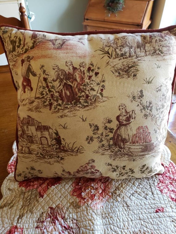 French Toile Pillow Etsy