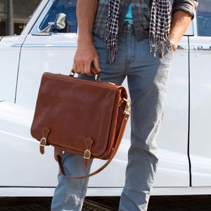Leather Messenger Bag, Brown Leather Messenger, Mens Leather Briefcase, Laptop Bag, Leather bag, Mens Briefcase (4010BROWN)