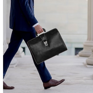 Porte-documents en cuir, porte-documents pour avocat, porte-documents pour médecin, sac pour ordinateur portable, sac en cuir, porte-documents pour homme, slip Ciabatta Floto noir (4521BLACK)