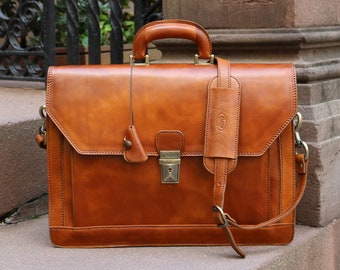 Pasta de couro, pasta de couro masculina, bolsa para laptop, bolsa de couro, presente para ele, pasta de couro marrom, Floto Venezia