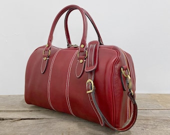 Leather Bag, Italian Handmade Leather Bag, Handbag, Crossbody, Mini Duffle Bag, Carry On, Floto Venezia Mini