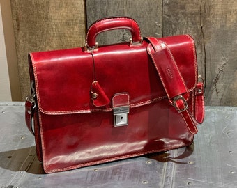 red leather briefcase