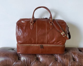 Leather Gladstone Bag, Leather Travel Bag, Leather Travel Bag, Weekender Bag, Carryon Bag, Leather Luggage