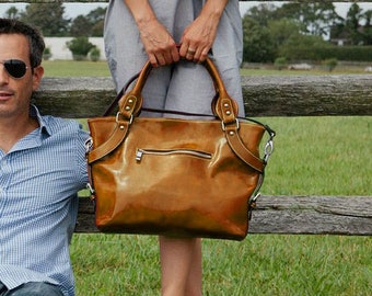 Leather Bag, Handmade Leather Bag, Handbag, Woman Leather Bag, Leather Shoulder Bag, Made in Italy Handbag (5579OLIVE)