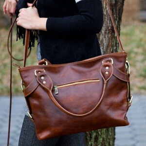 Leather Bag, Handmade Leather Bag, Handbag, Woman Leather Bag, Leather Shoulder Bag, Made in Italy Handbag (5579BROWN)