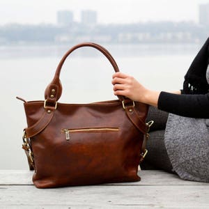 Handmade Leather Bag, Leather Bag, Handbag, Woman Leather Bag, Leather Shoulder Bag, Made in Italy Handbag (5579BROWN)