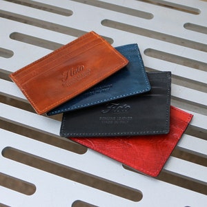 Cartera de cuero para tarjetas de crédito, billetera delgada de cuero, billetera de cuero para tarjetas, billetera delgada de cuero Floto (5001) imagen 1