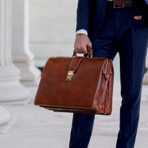 Maletín de cuero, maletín de abogado, maletín de médico, bolso para computadora portátil, bolso de cuero, maletín para hombres, maletín Floto Ciabatta marrón (4521BROWN)