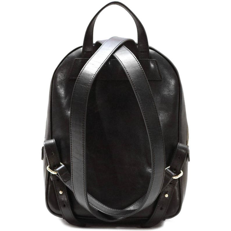 black leather knapsack