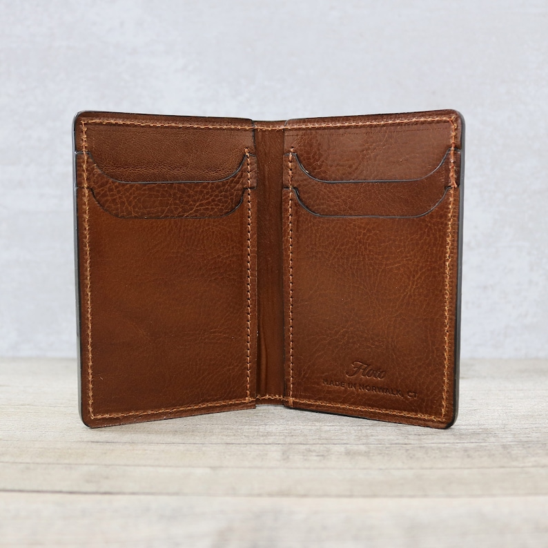 Leather Vertical Wallet Slim Minimalist Bi-fold Billfold Card Wallet Floto Sono Made in USA image 6