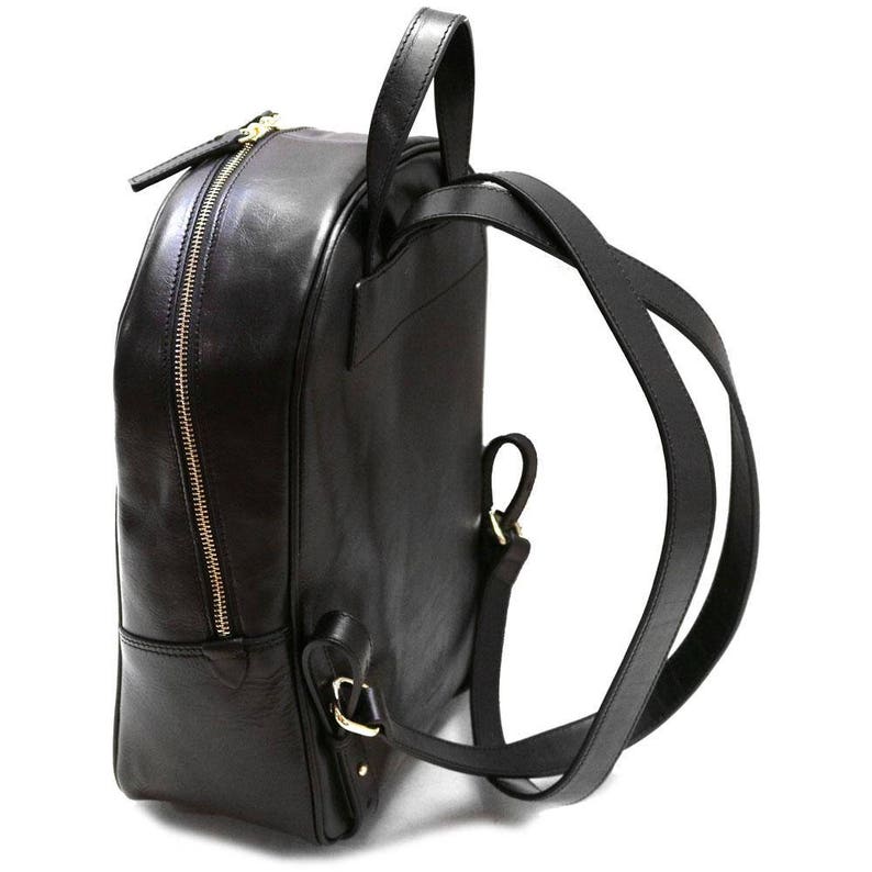 black leather knapsack