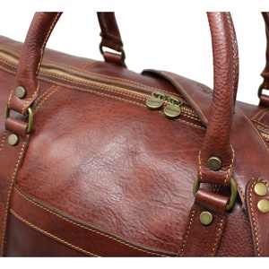 Leather Weekender Bag, Leather Travel Bag with Shoe Compartment, Weekender Bag, Carryon Bag, Leather Duffle Bag image 6