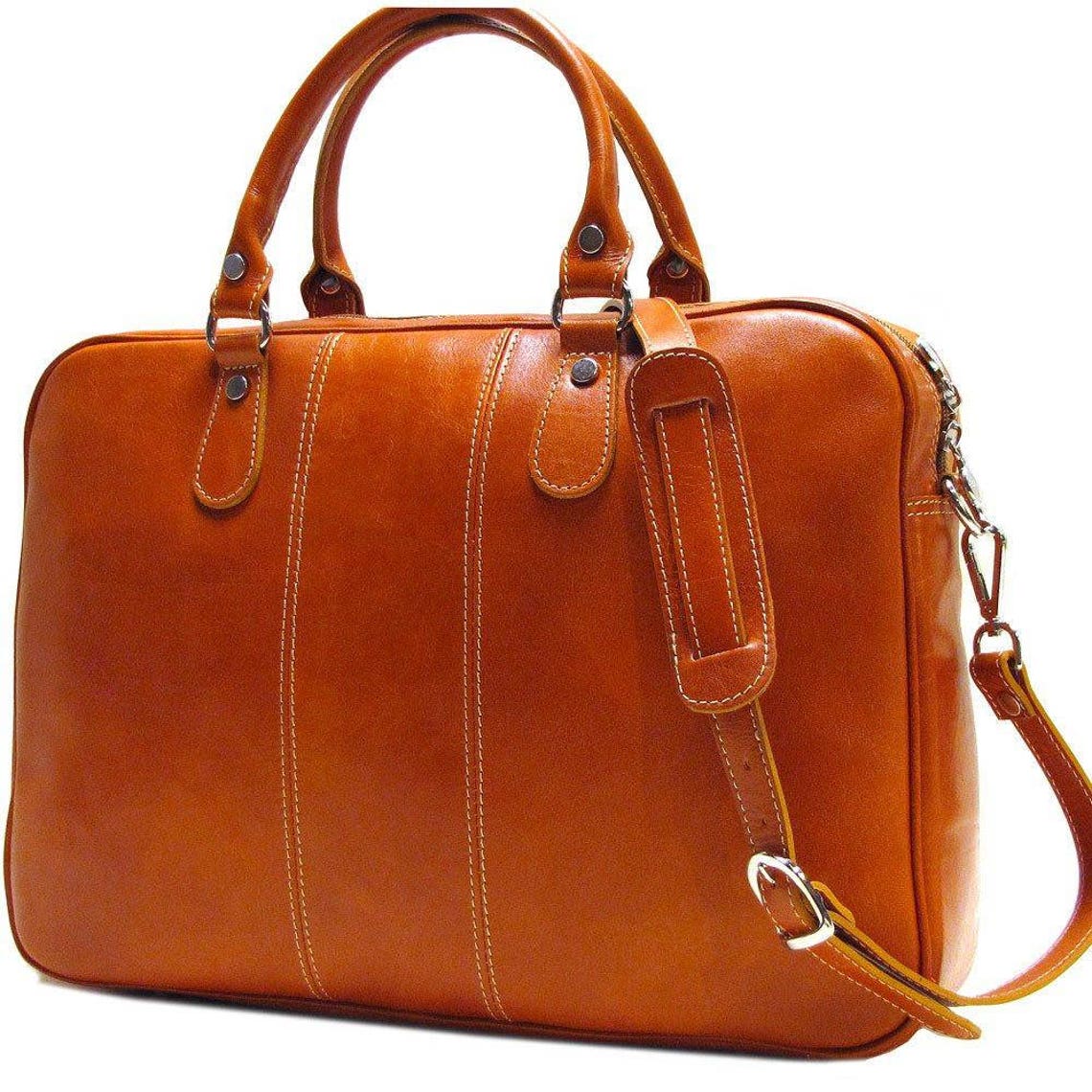 Leather Briefcase Men's Slim Briefcase Laptop Bag Etsy