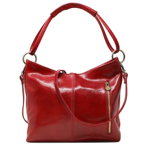 Leather Bag, Leather Handbag, Leather Shoulder Bag, Leather Purse, Red Shoulder Bag, Floto Tavoli 5541RED image 5
