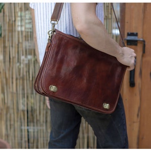 Italian Leather Messenger Bag, Briefcase, Leather Satchel, Laptop Bag, Leather Bag, Shoulder Bag, Gift for Him, Mens Briefcase