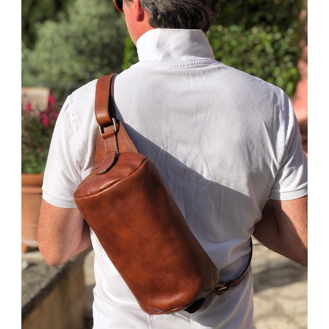 Men's Leather Shoulder Bag Leather Sling Satchel - Etsy