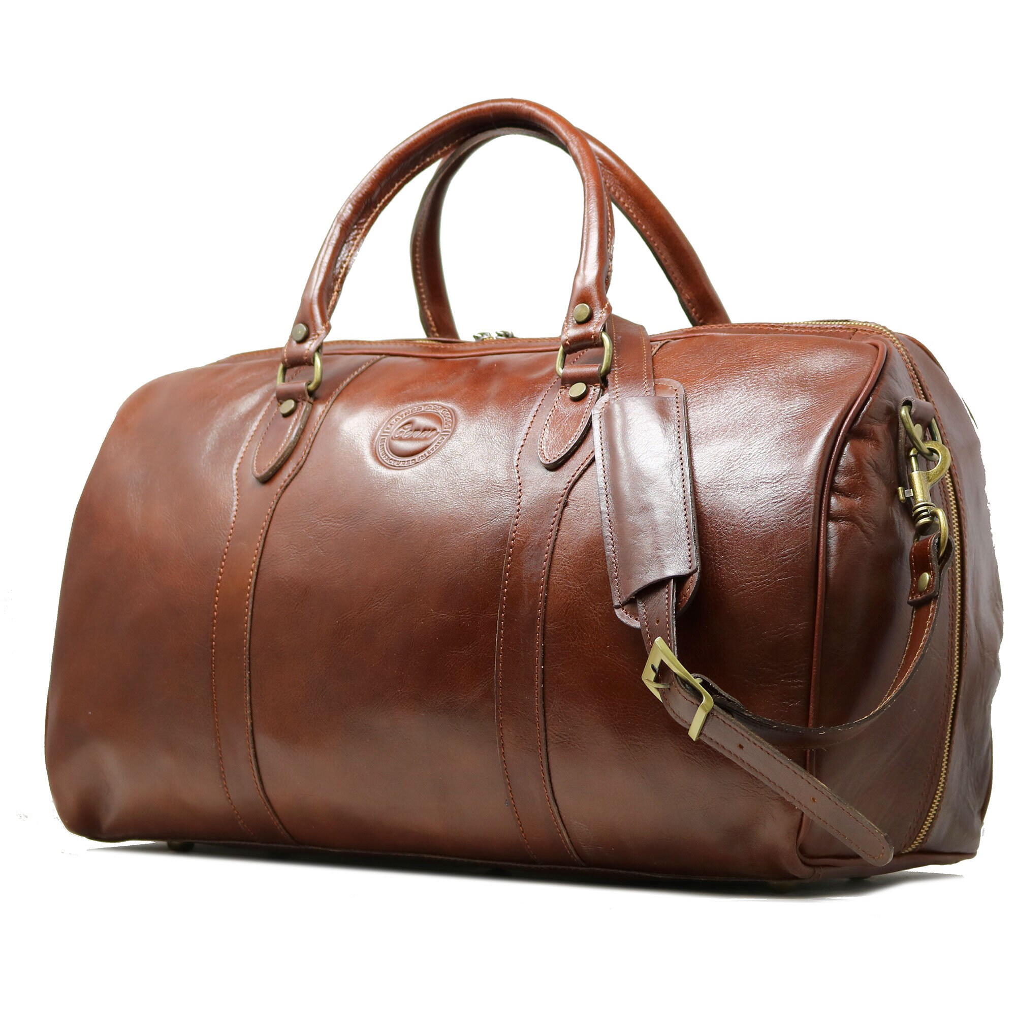 【極美品】Italian Emboss Leather Bag 定価71500円 Cenzo Leather Duffel Bag, Italian Calfskin Weekender Travel Bag - Etsy