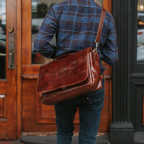 Leather Messenger Bag Brown Leather Messenger Mens Leather | Etsy